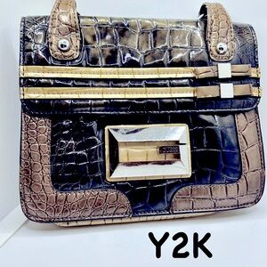 Guess Y2K Metallic Brown Croc-Embossed Handbag * HOST PICK *